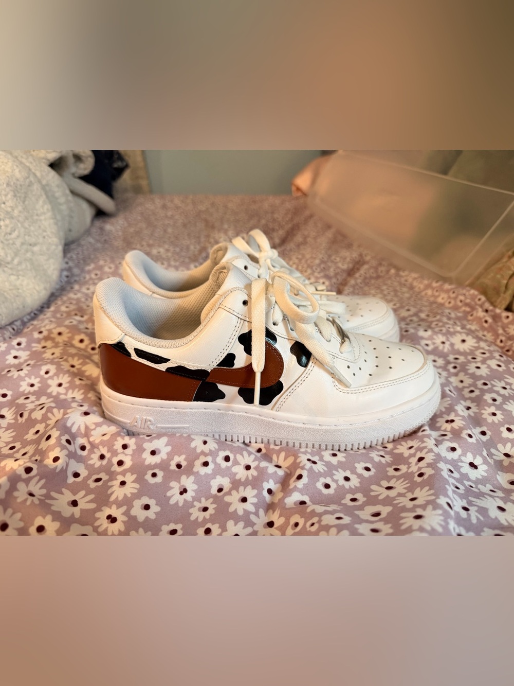 Hand Painted Nike Cow Print Air Force 1s